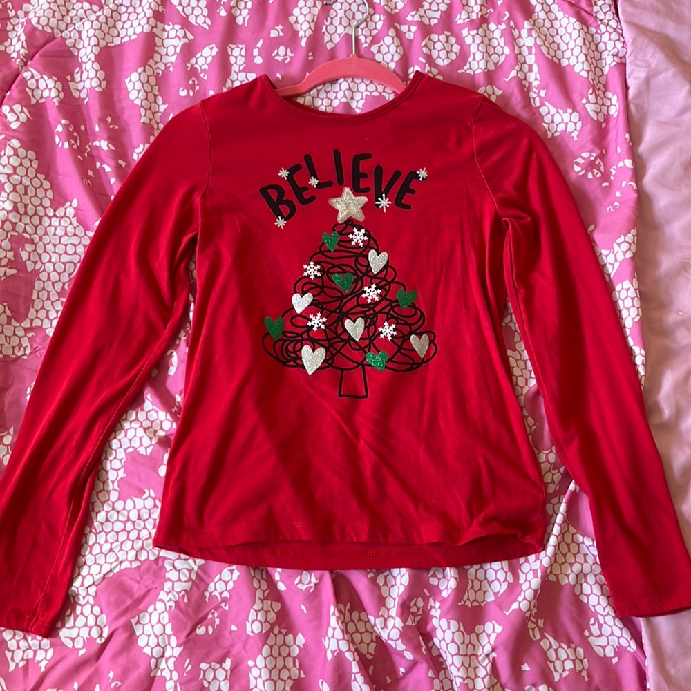 Holiday Time Girls Long Sleeve “Believe” Shirt